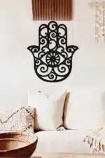 Çiçek Desenli El Temalı Dekoratif Ahşap Tablo