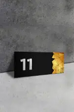 Dekoratif Aynalı Kapı Numarası Pleksi NO: 11, Gold - Görsel 2