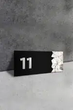 Dekoratif Aynalı Kapı Numarası Pleksi NO: 11, Gümüş - Görsel 2