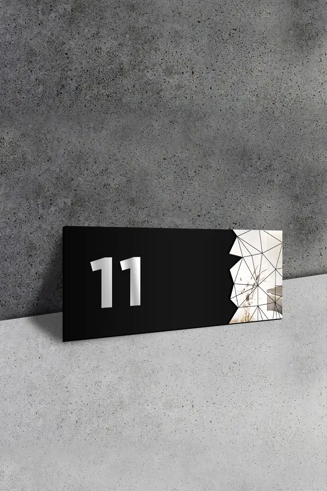 Dekoratif Aynalı Kapı Numarası Pleksi NO: 11, Gümüş - Görsel 2
