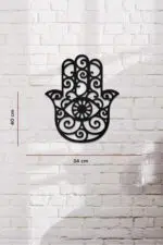 Çiçek Desenli El Temalı Dekoratif Ahşap Tablo - Görsel 3