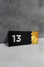 Dekoratif Aynalı Kapı Numarası Pleksi NO: 13, Gold - Görsel 2