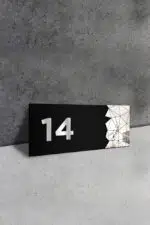 Dekoratif Aynalı Kapı Numarası Pleksi NO: 14, Gümüş - Görsel 2