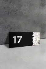 Dekoratif Aynalı Kapı Numarası Pleksi NO: 17, Gümüş - Görsel 2