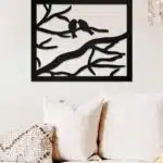 Dalda Kuş Temalı Dekoratif Ahşap Tablo