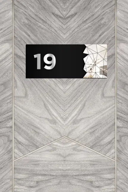 Dekoratif Aynalı Kapı Numarası Pleksi NO: 19, Gümüş
