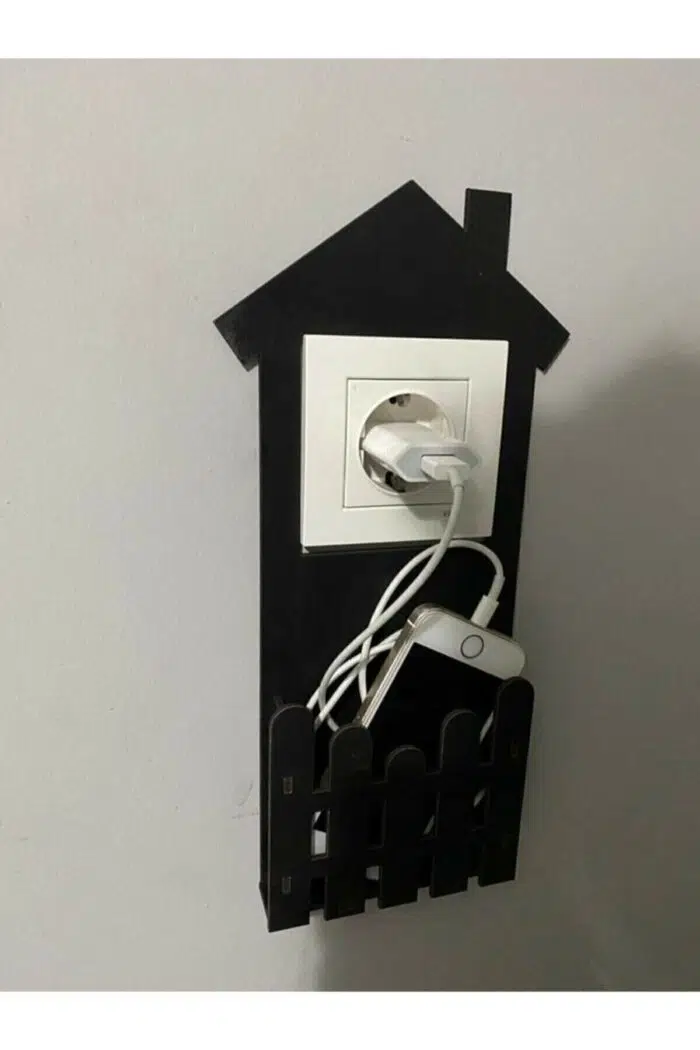 Dekoratif Duvar Dekorasyon Prizlik Telefon Tutacağı Ahşap Telefon Şarj Tutacağı - Görsel 2