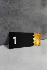 Dekoratif Aynalı Kapı Numarası Pleksi NO: 1, Gold - Görsel 2