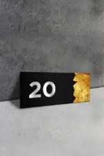 Dekoratif Aynalı Kapı Numarası Pleksi NO: 20, Gold - Görsel 2