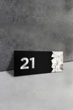 Dekoratif Aynalı Kapı Numarası Pleksi NO: 21, Gümüş - Görsel 2
