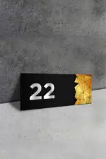 Dekoratif Aynalı Kapı Numarası Pleksi NO: 22, Gold - Görsel 2