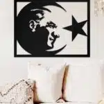 Atatürk ve Ay Yıldız Temalı Dekoratif Ahşap Tablo