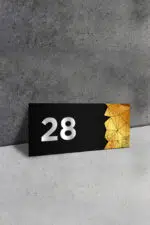 Dekoratif Aynalı Kapı Numarası Pleksi NO: 28, Gold - Görsel 2