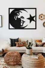 Atatürk ve Ay Yıldız Temalı Dekoratif Ahşap Tablo - Görsel 2