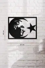 Atatürk ve Ay Yıldız Temalı Dekoratif Ahşap Tablo - Görsel 3