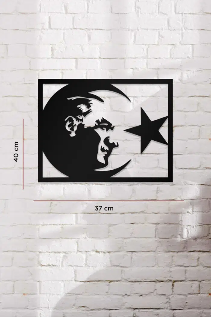 Atatürk ve Ay Yıldız Temalı Dekoratif Ahşap Tablo - Görsel 3