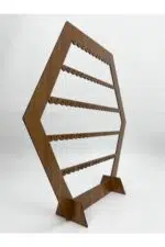 Dekoratif Takı Küpe Standı Altıgen Lazer Kesim Ahşap MDF - Görsel 3