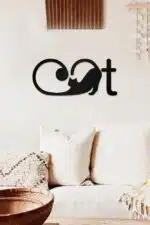 Kedi Temalı Dekoratif Ahşap Tablo