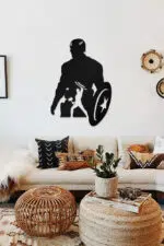 Captain America Temalı Dekoratif Ahşap Tablo - Görsel 2
