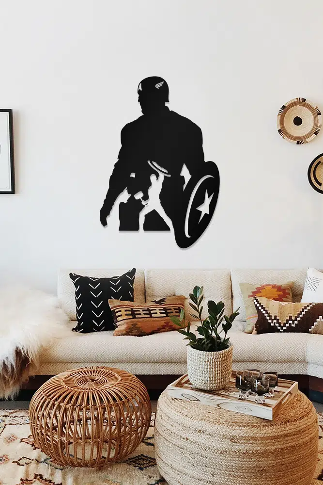 Captain America Temalı Dekoratif Ahşap Tablo - Görsel 2
