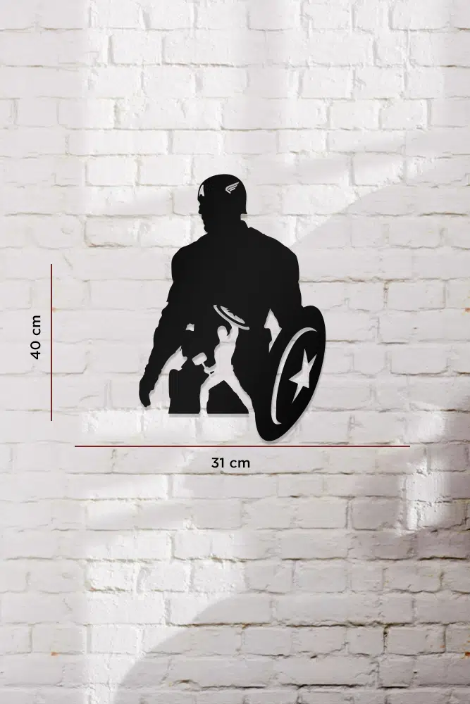Captain America Temalı Dekoratif Ahşap Tablo - Görsel 3