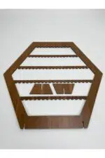 Dekoratif Takı Küpe Standı Altıgen Lazer Kesim Ahşap MDF - Görsel 4