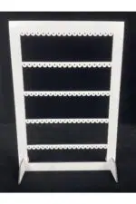 Dekoratif Takı Küpe Standı Dikdörtgen Lazer Kesim Ahşap MDF Beyaz - Görsel 3