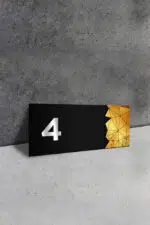 Dekoratif Aynalı Kapı Numarası Pleksi NO: 4, Gold - Görsel 2