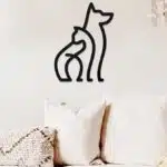 Kedi ve Köpek Temalı Dekoratif Ahşap Tablo
