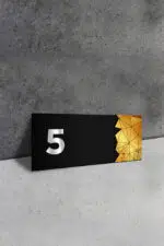 Dekoratif Aynalı Kapı Numarası Pleksi NO: 5, Gold - Görsel 2
