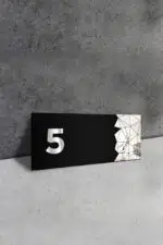 Dekoratif Aynalı Kapı Numarası Pleksi NO: 5, Gümüş - Görsel 2