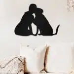 Köpek ve Sevgi Temalı Dekoratif Ahşap Tablo