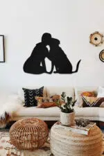Köpek ve Sevgi Temalı Dekoratif Ahşap Tablo - Görsel 2