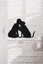 Köpek ve Sevgi Temalı Dekoratif Ahşap Tablo - Görsel 3