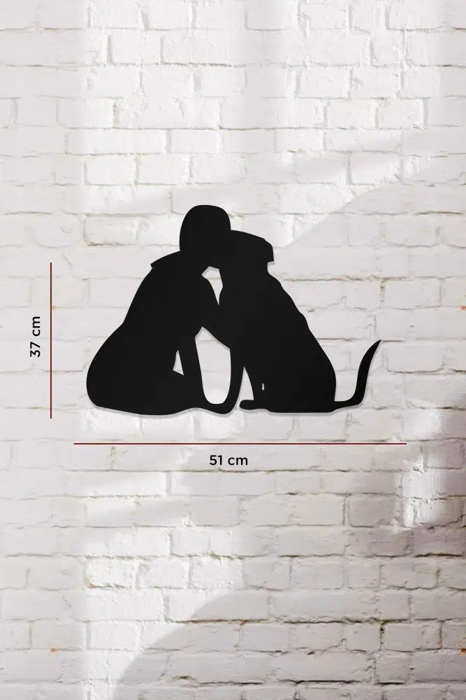 Köpek ve Sevgi Temalı Dekoratif Ahşap Tablo - Görsel 3