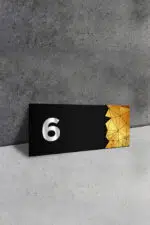 Dekoratif Aynalı Kapı Numarası Pleksi NO: 6, Gold - Görsel 2