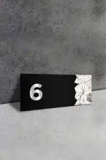 Dekoratif Aynalı Kapı Numarası Pleksi NO: 6, Gümüş - Görsel 2