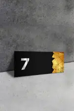 Dekoratif Aynalı Kapı Numarası Pleksi NO: 7, Gold - Görsel 2