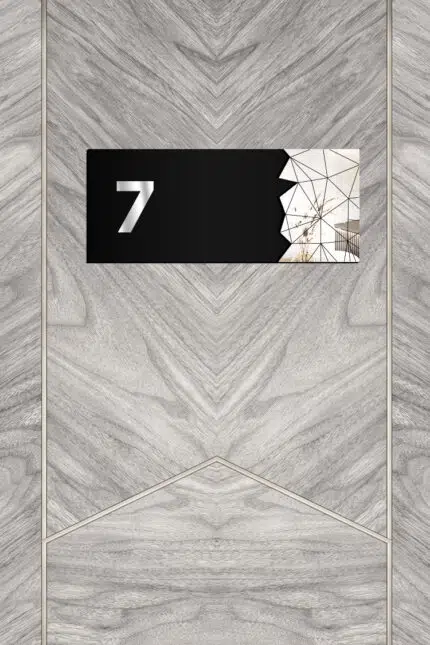 Dekoratif Aynalı Kapı Numarası Pleksi NO: 7, Gümüş