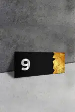 Dekoratif Aynalı Kapı Numarası Pleksi NO: 9, Gold - Görsel 2