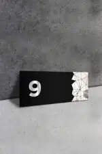 Dekoratif Aynalı Kapı Numarası Pleksi NO: 9, Gümüş - Görsel 2