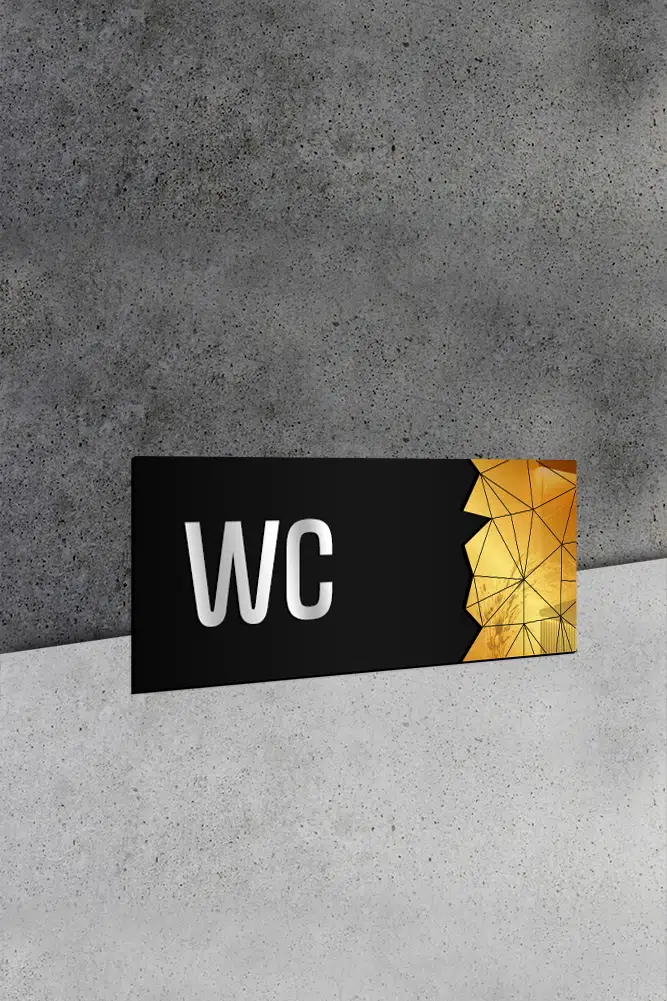 Dekoratif Aynalı Kapı Numarası Pleksi Wc Tabelası, Gümüş - Görsel 2