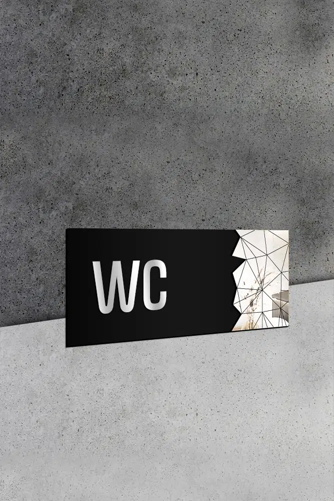 Dekoratif Aynalı Kapı Numarası Pleksi Wc Tabelası, Gold - Görsel 2