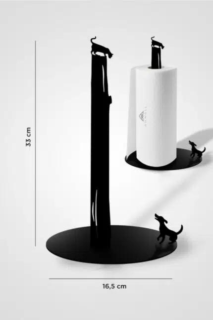 Ahşap Kağıt Havluluk Kedi & Köpek Temalı Mutfak Kağıt Havlu Standı