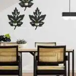 3'lü Ahşap Duvar Süsü Rafı Yaprak Mumluk Duvar Dekoru