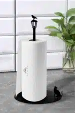 Ahşap Kağıt Havluluk Kedi Ve Kuş Temalı Mutfak Kağıt Havlu Standı