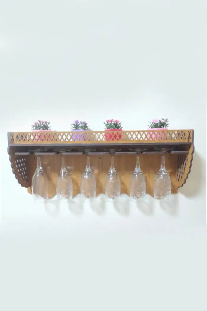 Kadeh & Şarap Şişesi Duvar Rafı - Görsel 2