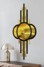 Ay Evreli Model Asimetrik Aynalı Pleksi Mdf Tablo Gold - Görsel 2