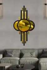 Ay Evreli Model Asimetrik Aynalı Pleksi Mdf Tablo Gold