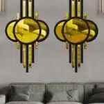 Ay Evreli Model Asimetrik Aynalı Pleksi Mdf Tablo Gold Çiftli